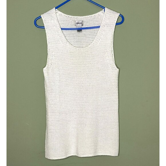 Chicos 1 Knit Sleeveless Sweater Tank Cotton Blend Preppy Layering White - Picture 1 of 4